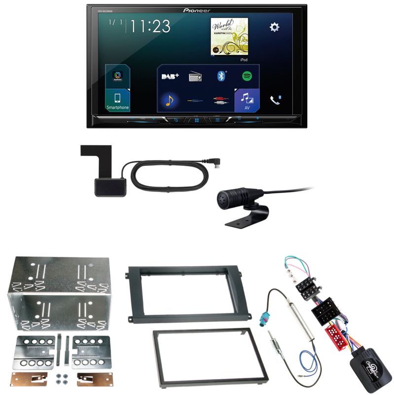 Pioneer SPH-DA230DAB CarPlay Android Auto Einbauset für Porsche Cayenne bis 2006
