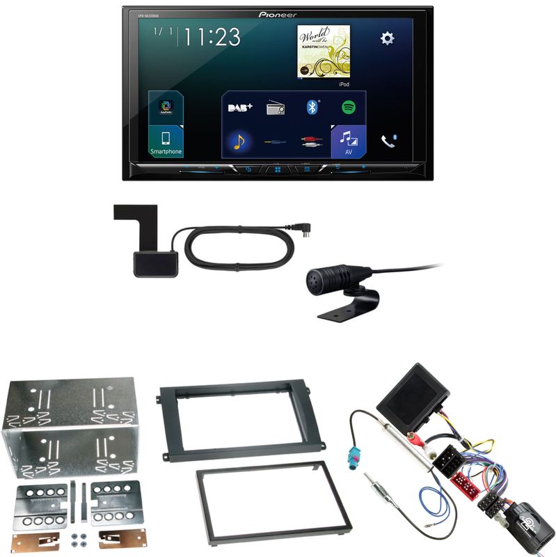 Pioneer SPH-DA230DAB CarPlay Android Auto Einbauset für Porsche Cayenne bis 2006