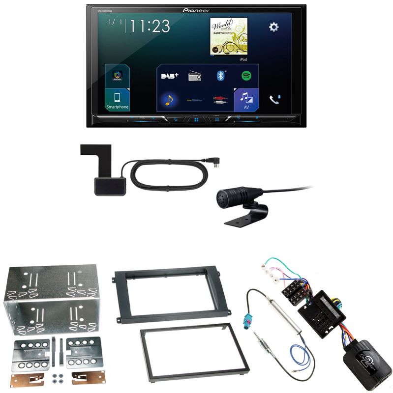 Pioneer SPH-DA230DAB CarPlay Android Auto Einbauset für Porsche Cayenne ab 2007