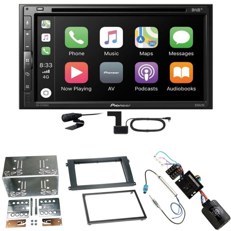 Pioneer AVH-Z5200DAB CarPlay Android Auto Einbauset für Porsche Cayenne ab 2007
