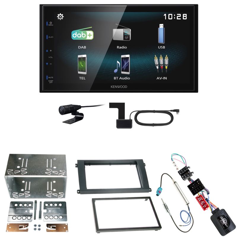 Kenwood DMX-125DAB USB Bluetooth MP3 DAB+ Einbauset für Porsche Cayenne bis 2006