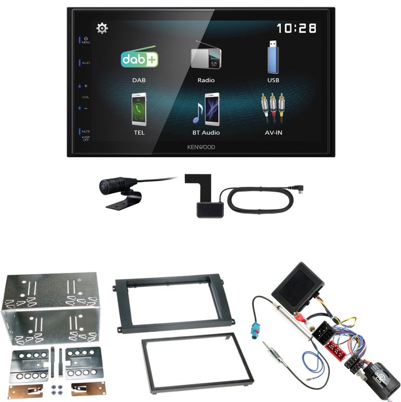 Kenwood DMX-125DAB USB Bluetooth MP3 DAB+ Einbauset für Porsche Cayenne bis 2006