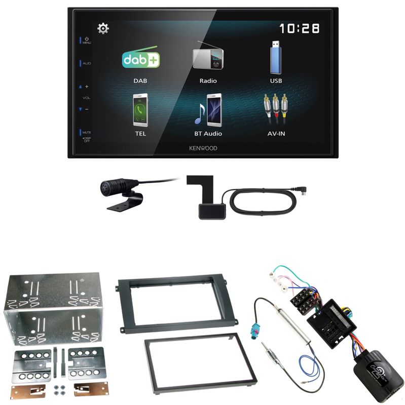 Kenwood DMX-125DAB USB Bluetooth MP3 DAB+ Einbauset für Porsche Cayenne ab 2007