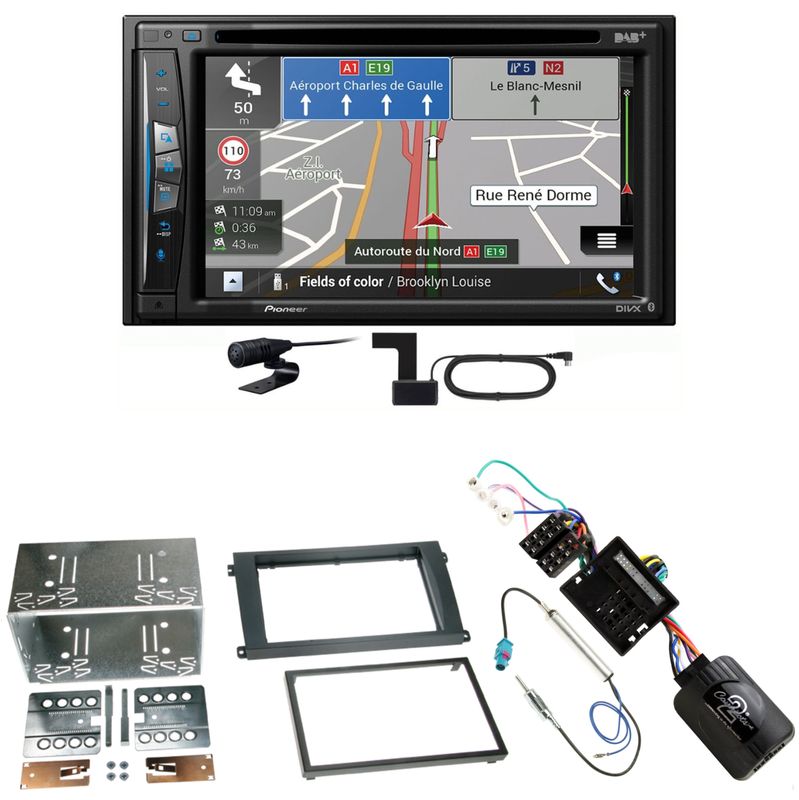 Pioneer AVIC-Z730DAB USB Navigation DAB+ Einbauset für Porsche Cayenne ab 2007