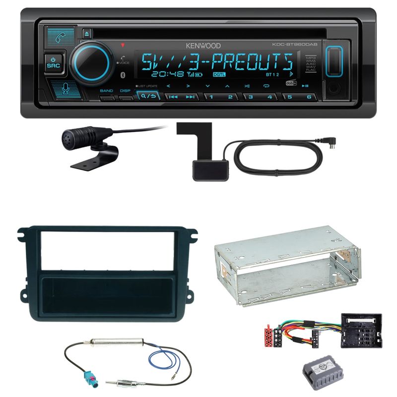 Kenwood KDC-BT960DAB Bluetooth DAB Einbauset für Beetle Jetta Sharan Tiguan T5