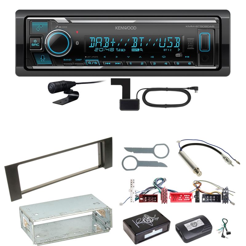 Kenwood KMM-BT508DAB Bluetooth Digitalradio USB Einbauset für Audi A4 B6 B7