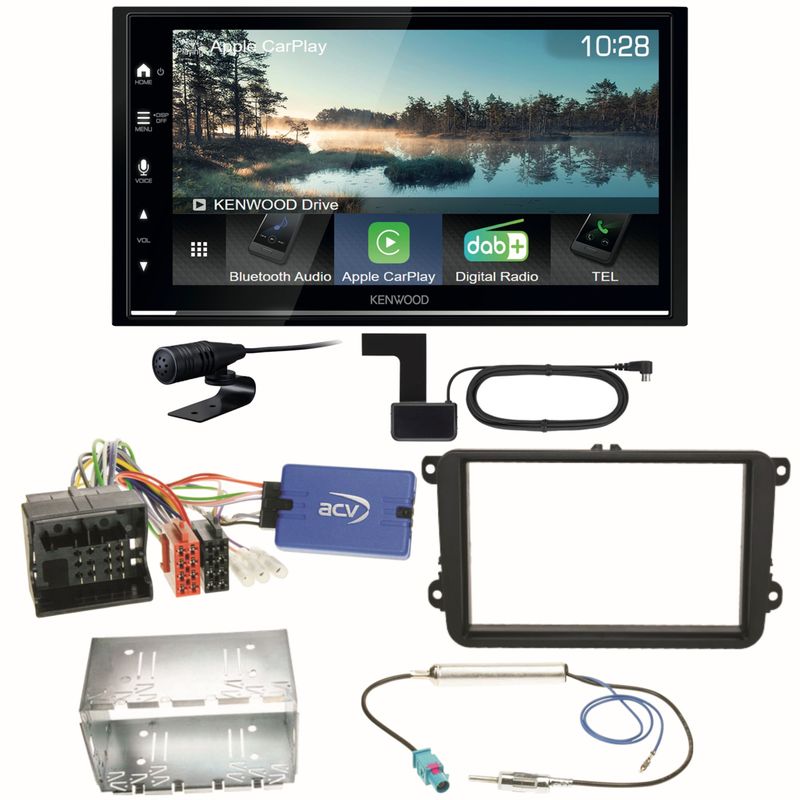 Kenwood DMX7722DABS Android Auto Einbauset für Seat Alhambra Altea XL Leon