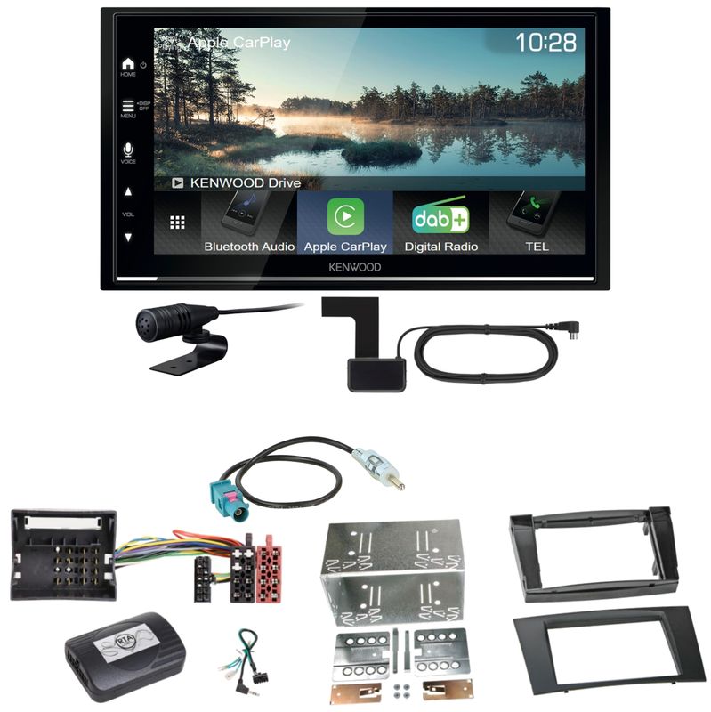 Kenwood DMX7722DABS Android Auto CarPlay Einbauset für Mercedes W211 CLS W219