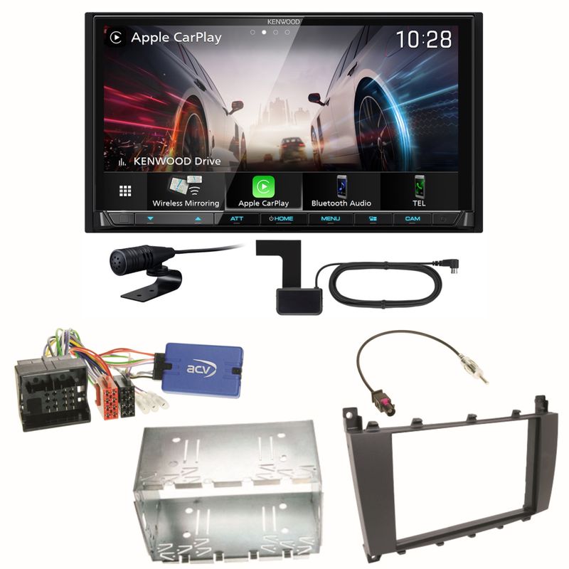 Kenwood DMX8021DABS CarPlay Einbauset für Mercedes C-Klasse W203 CLC CL203 S203