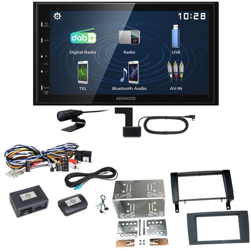 Kenwood DMX129DAB DAB+ Bluetooth USB Einbauset für Mercedes SLK R171