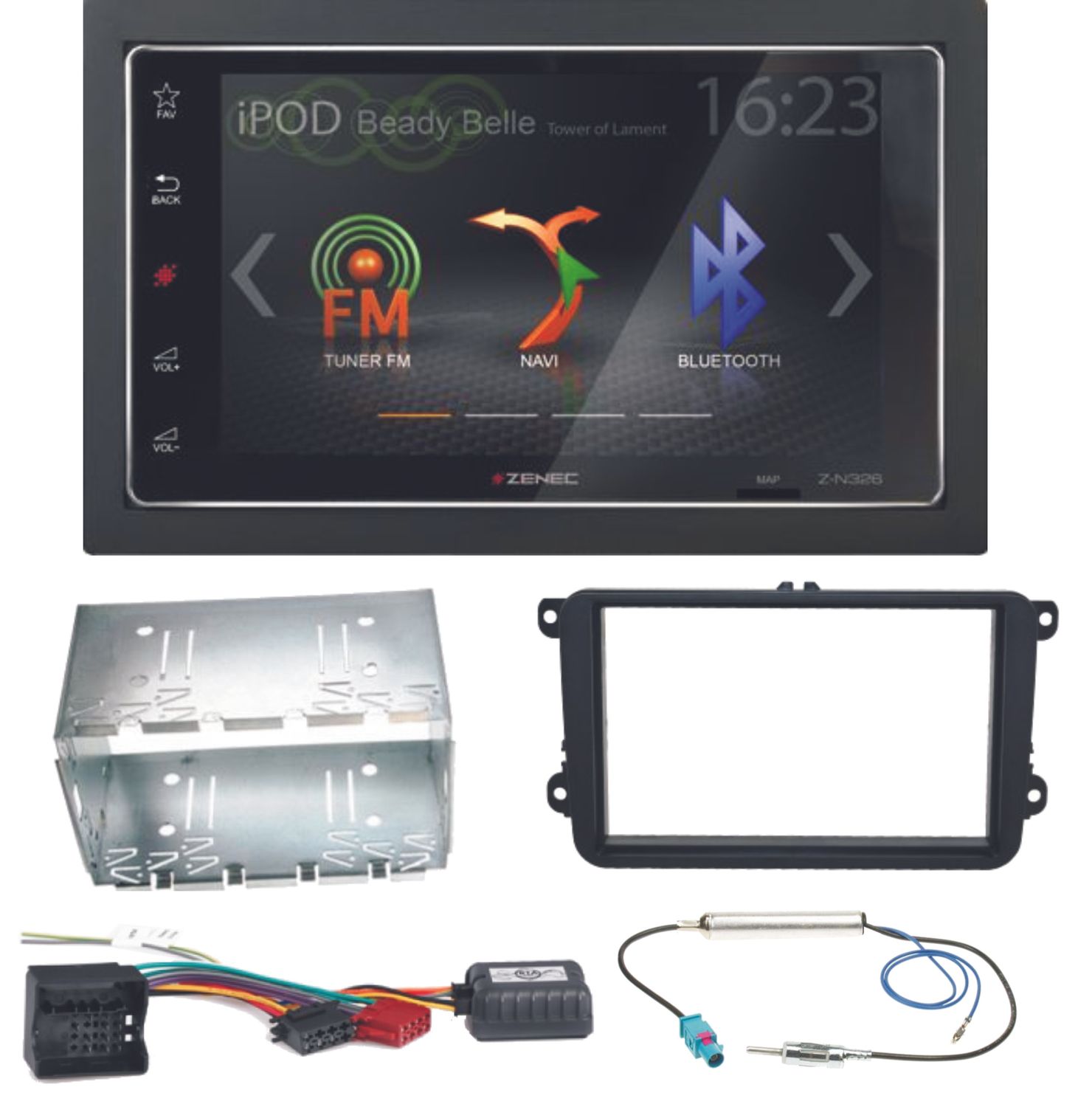 ZENEC Z N326 Bluetooth USB MP3 Autoradio Einbauset für Skoda Fabia ZENEC Z N326 Bluetooth USB MP3 Autoradio Einbauset für Skoda Fabia Roomster Praktik