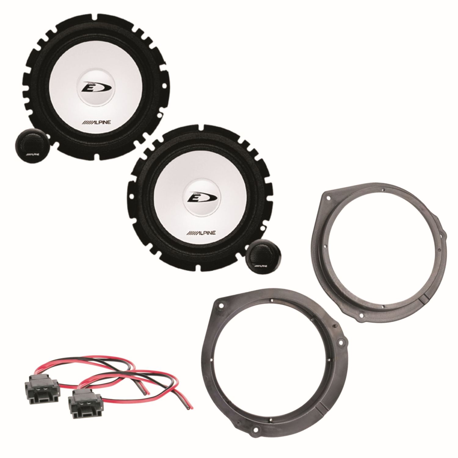 Kit 4 Enceintes Alpine SXE-1750S Pour Audi A3 A4 - 16.5 Cm, 280W Max, Avec Supports Et Connecteurs