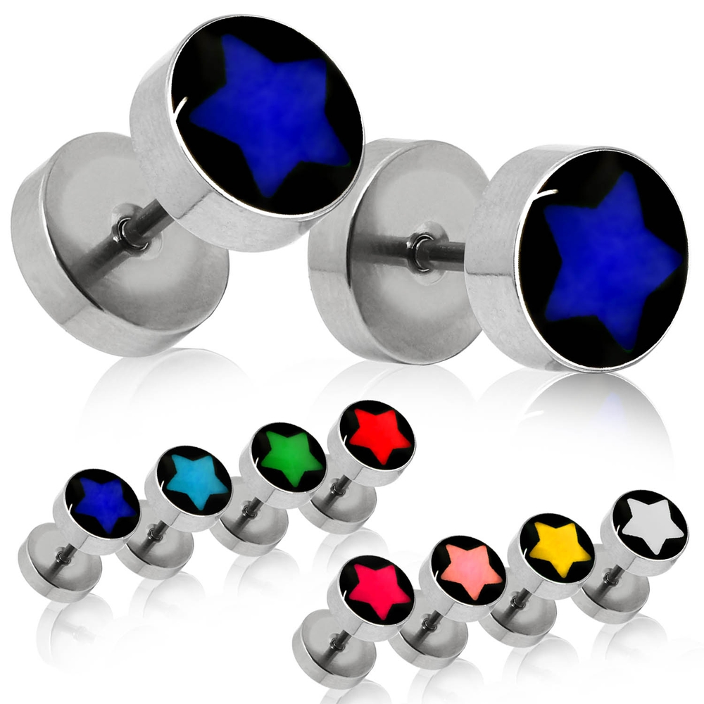 FakePlugs Flesh OhrStecker Tunnel Piercing Ohrring Stern Star