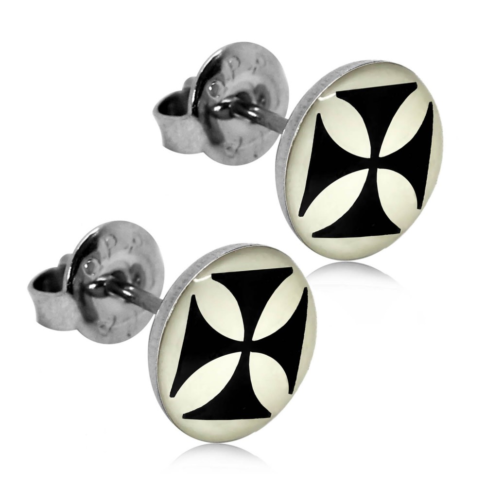 2 Ohrstecker Ohrringe Eisernes Kreuz Golden Silbern Unisex Ohr Motiv Edelstahl