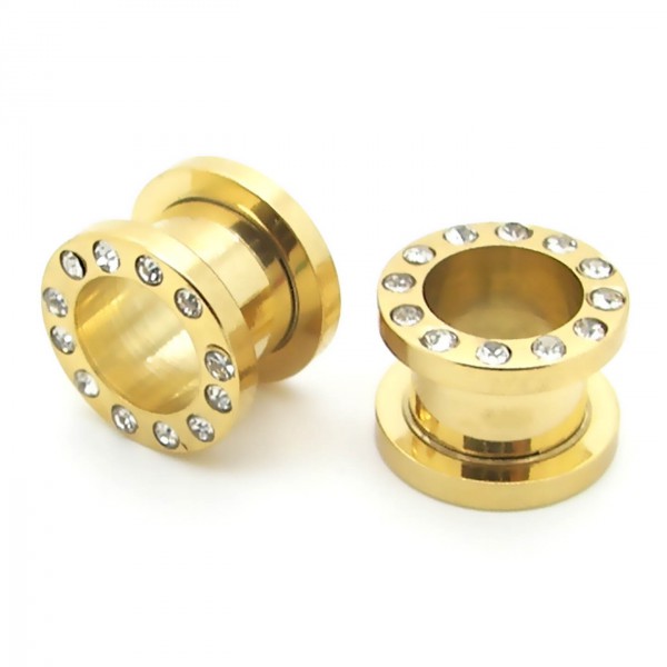 Flesh Rhinestone Tunnel Single or Set Tunnel Plug Piercing Ear Glitter - Picture 7 of 10