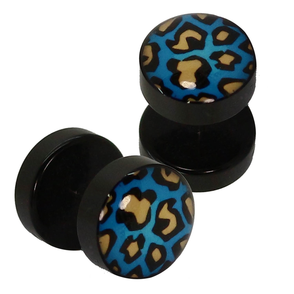 Set 2 Fakeplugs Fake Plug Tunnel Piercing Ohrstecker Ohrring Fake Motiv NEU