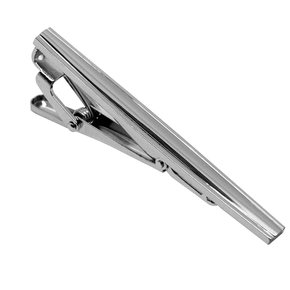 Pinza de corbata con bolsa de terciopelo hombre acero inoxidable plata abrazadera aguja de corbata - Imagen 3 de 13