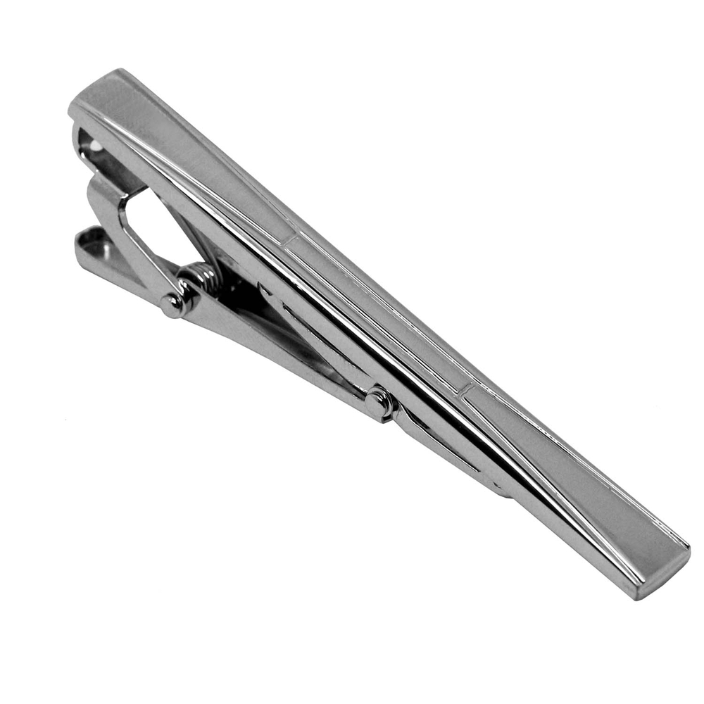 Pinza de corbata con bolsa de terciopelo hombre acero inoxidable plata abrazadera aguja de corbata - Imagen 4 de 13