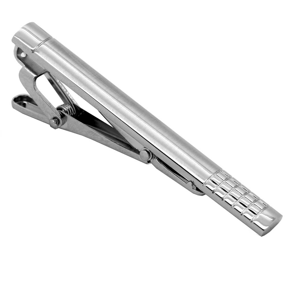 Pinza de corbata con bolsa de terciopelo hombre acero inoxidable plata abrazadera aguja de corbata - Imagen 6 de 13