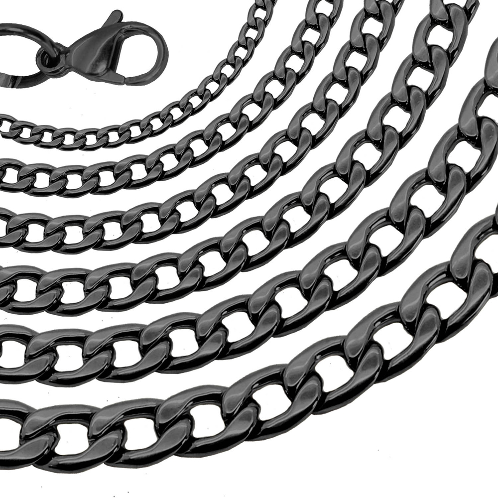Panzerkette Halskette Königskette Gliederkette Edelstahl Silbern Golden Schwarz - Bild 10 von 16