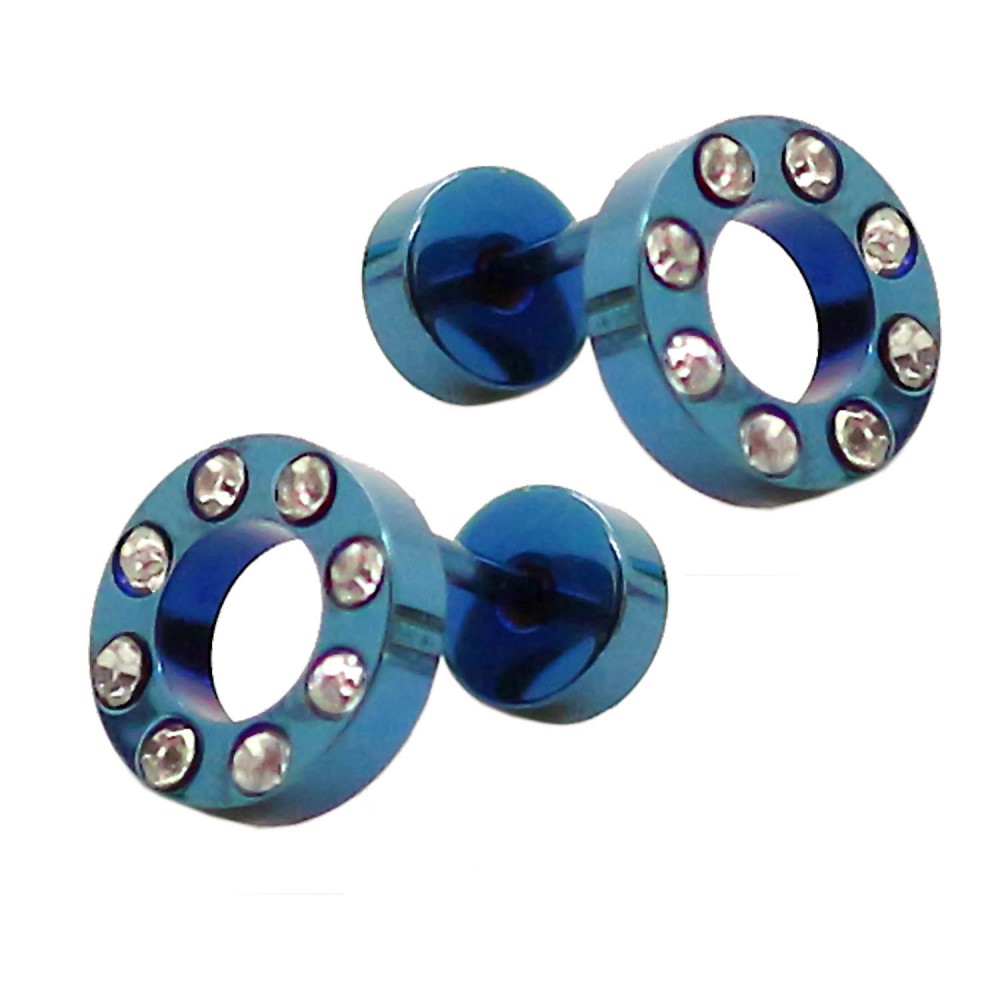 2x Strass Ohrringe Rund Fakeplugs Edelstahl Glitzer Loch Ohrstecker Tunnel  Wei | eBay.de