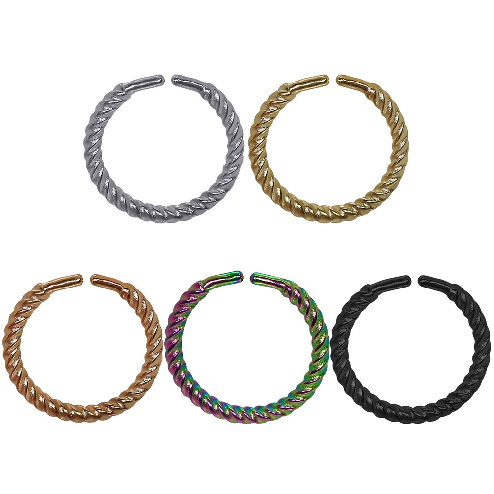 1 FINTO ANELLO NASO NON PIERCING CIONDOLO IN ACCIAIO INOX CLIP ON SEPTUM CLICKER UV-ATTIVO - Foto 15 di 17