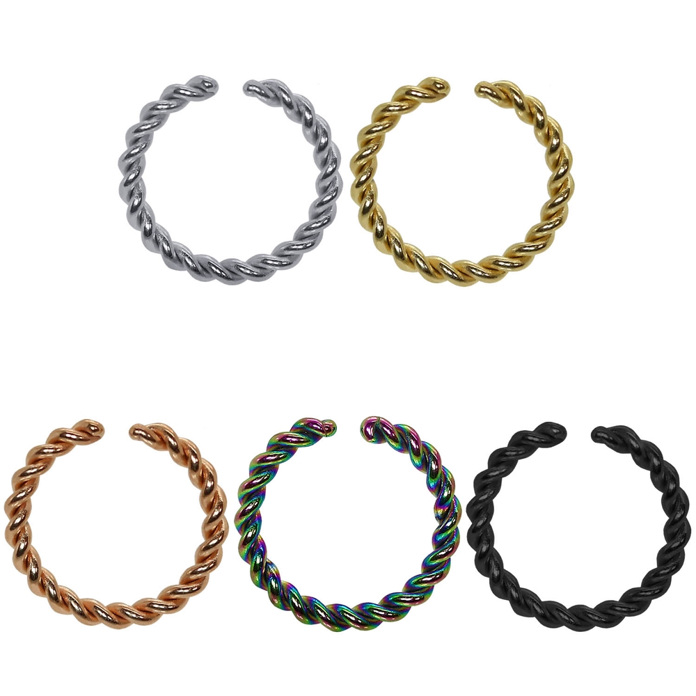 1 FINTO ANELLO NASO NON PIERCING CIONDOLO IN ACCIAIO INOX CLIP ON SEPTUM CLICKER UV-ATTIVO - Foto 17 di 17