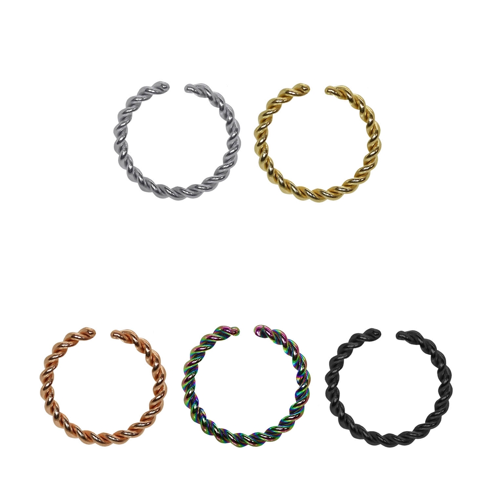 1 FINTO ANELLO NASO NON PIERCING CIONDOLO IN ACCIAIO INOX CLIP ON SEPTUM CLICKER UV-ATTIVO - Foto 16 di 17