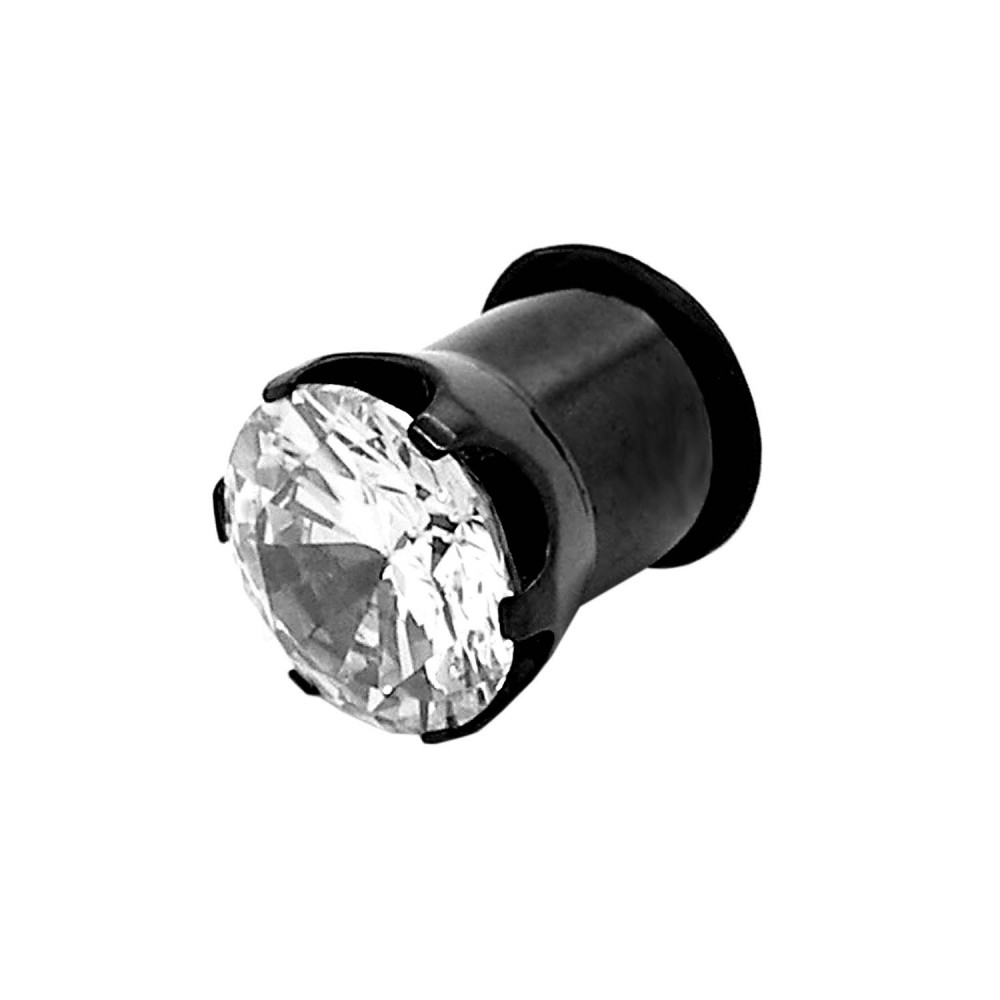 Flesh Tunnel Stainless Steel Plug Ear Piercing Screw Rhinestone Star Dehrod Silver - Picture 51 of 77