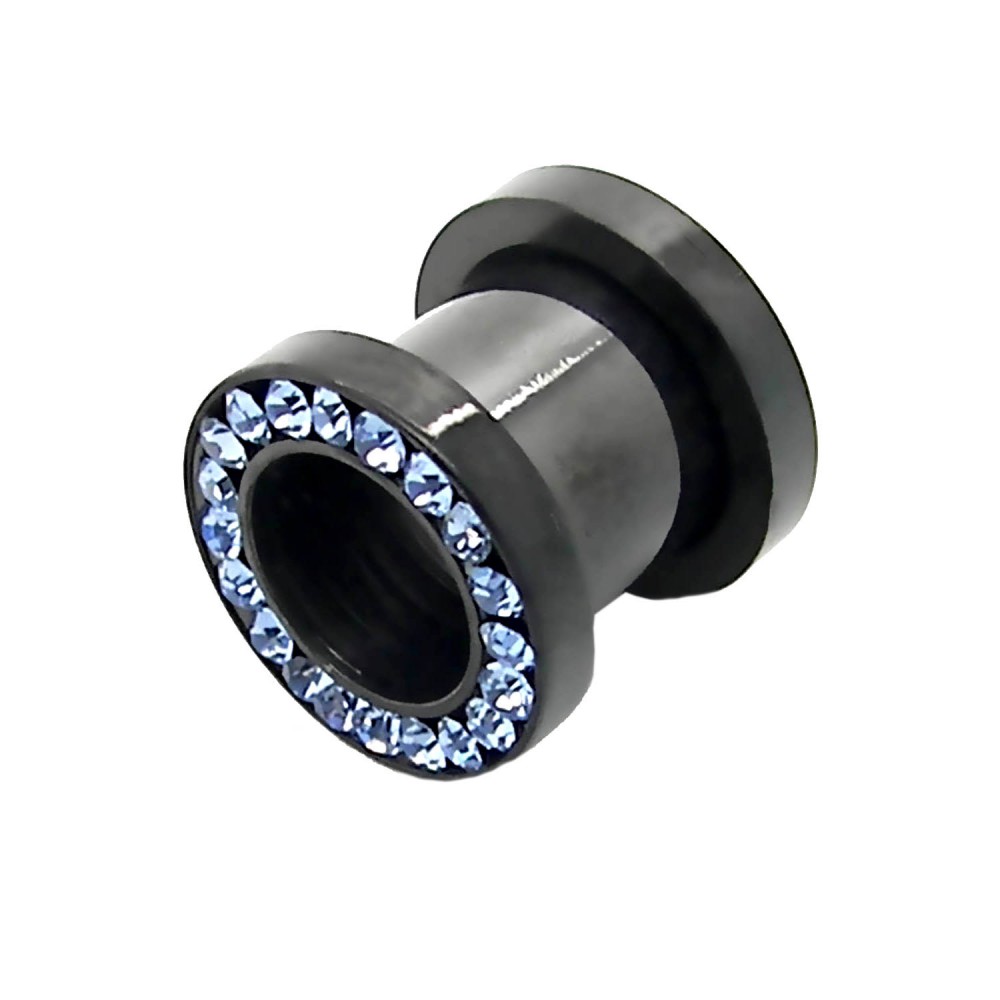 Flesh Tunnel Stainless Steel Plug Ear Piercing Screw Rhinestone Star Dehrod Silver - Picture 4 of 77
