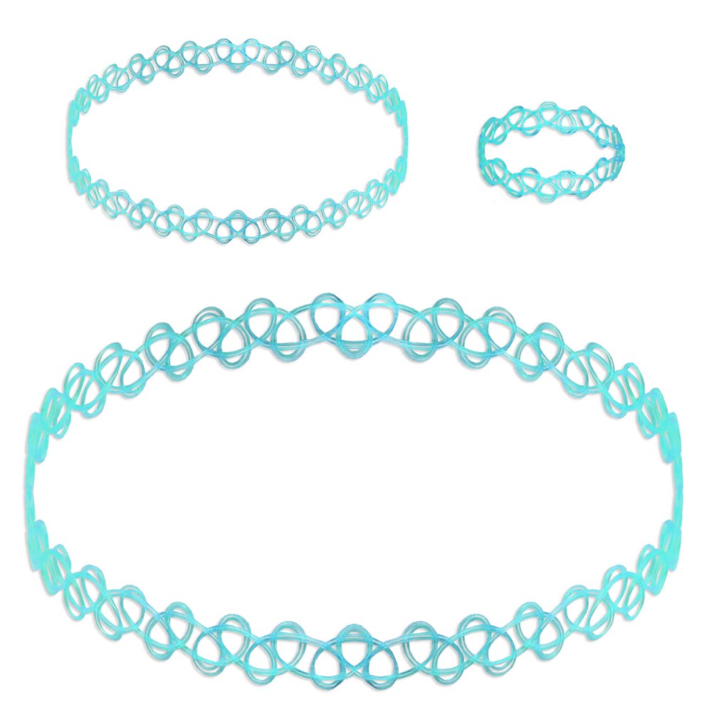 Tattoo Kette Set Halskette Ring Armband Henna Choker Dehnen Elastisch Stretch - Bild 7 von 9