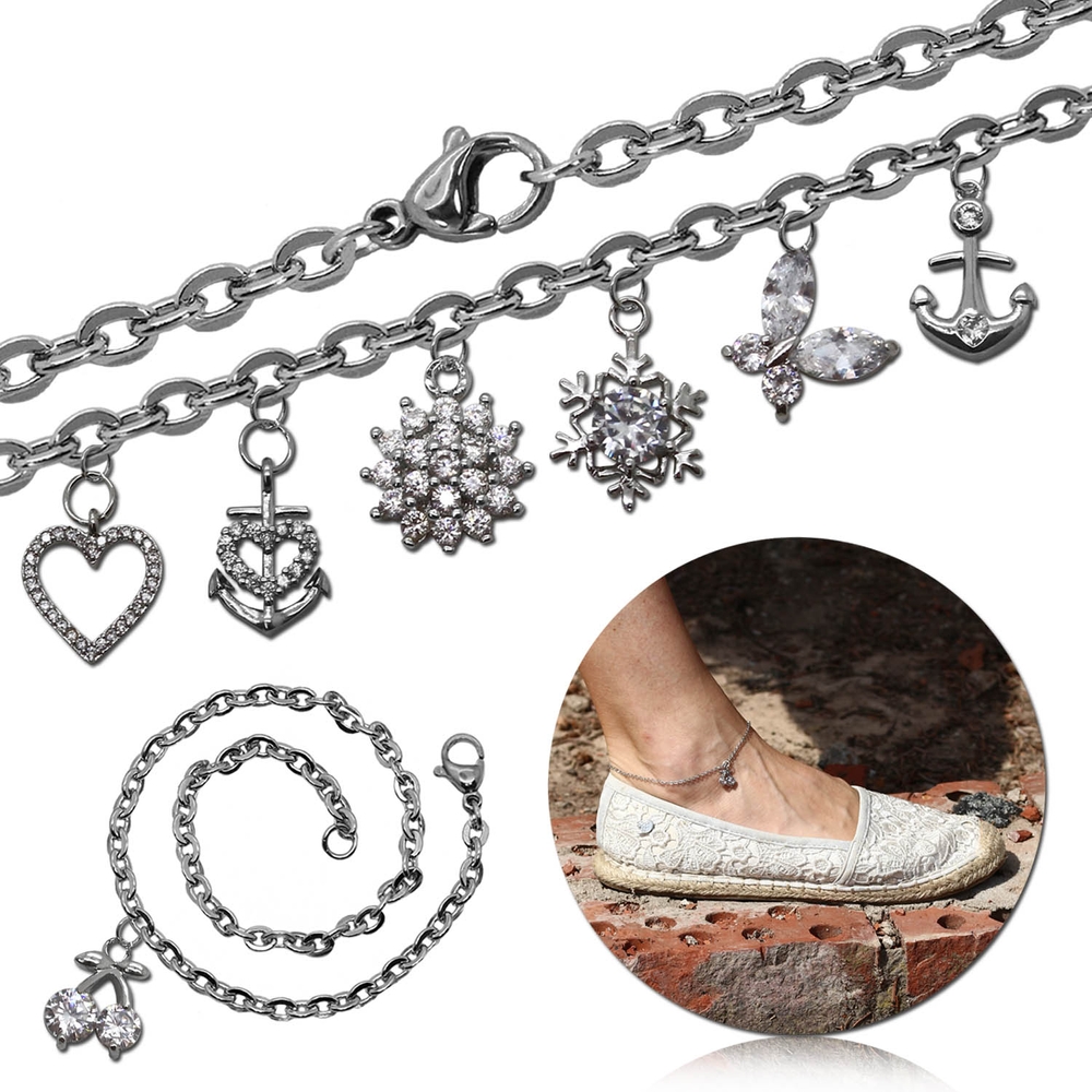 Fußkette Gold 333 Fußkettchen Aus Silber-Legierung – Edles  Modeschmuck-Stück, 20,5+5,5 Cm, Unisex \u0026 Stylisch! Fußkette Silber, image size:1000x1000