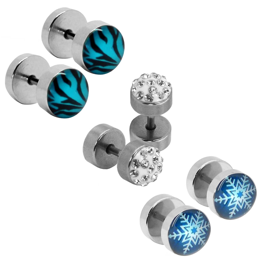 Rainbow Fake Plug Tunnel Piercing - Edelstahl Ohrstecker In Regenbogenfarben | 10mm