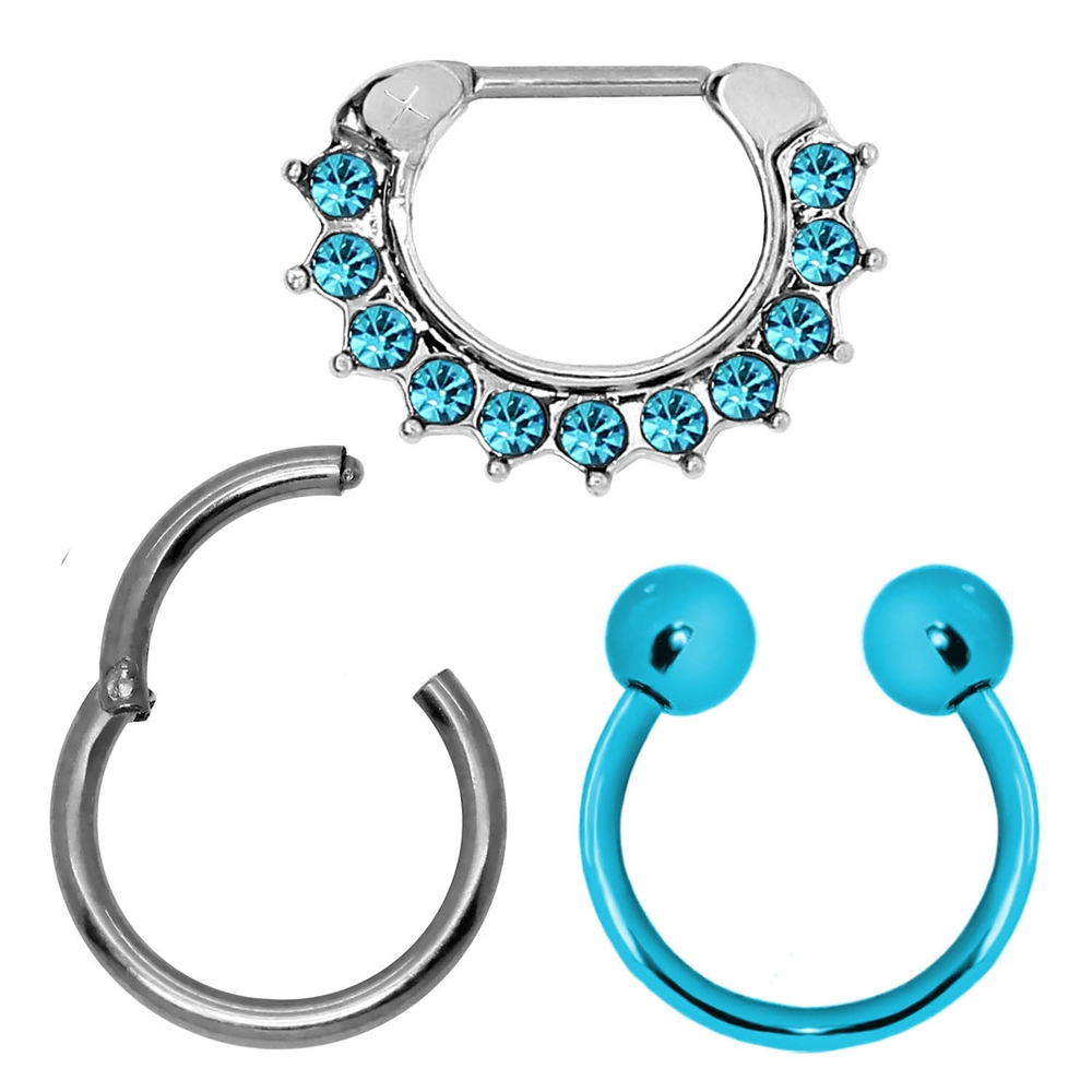 UOCAI Septum Piercing Ring 2 Stück - 316L Edelstahl Clicker 16G 8mm 10mm