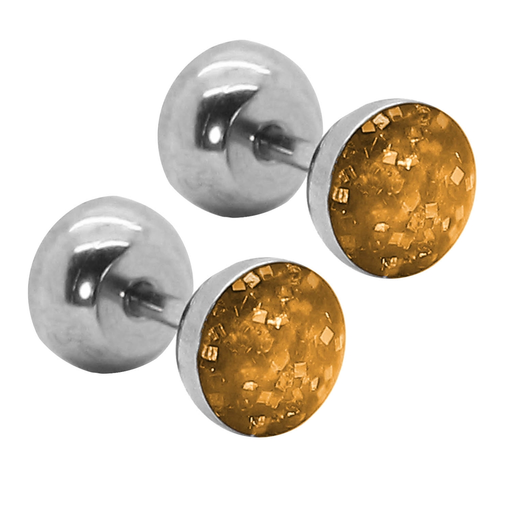 1 Paio Acciaio Inox Fakeplugs Falsi Plug Fakepiercing Nero Stern