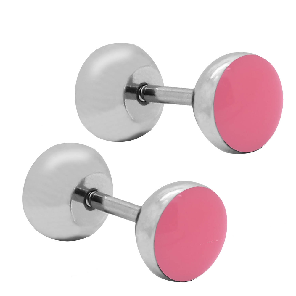 1 Paar Fakeplugs Ohrstecker Ø 7mm Ohrringe Fake Plug Tunnel Glitzer Piercing - Picture 11 of 19