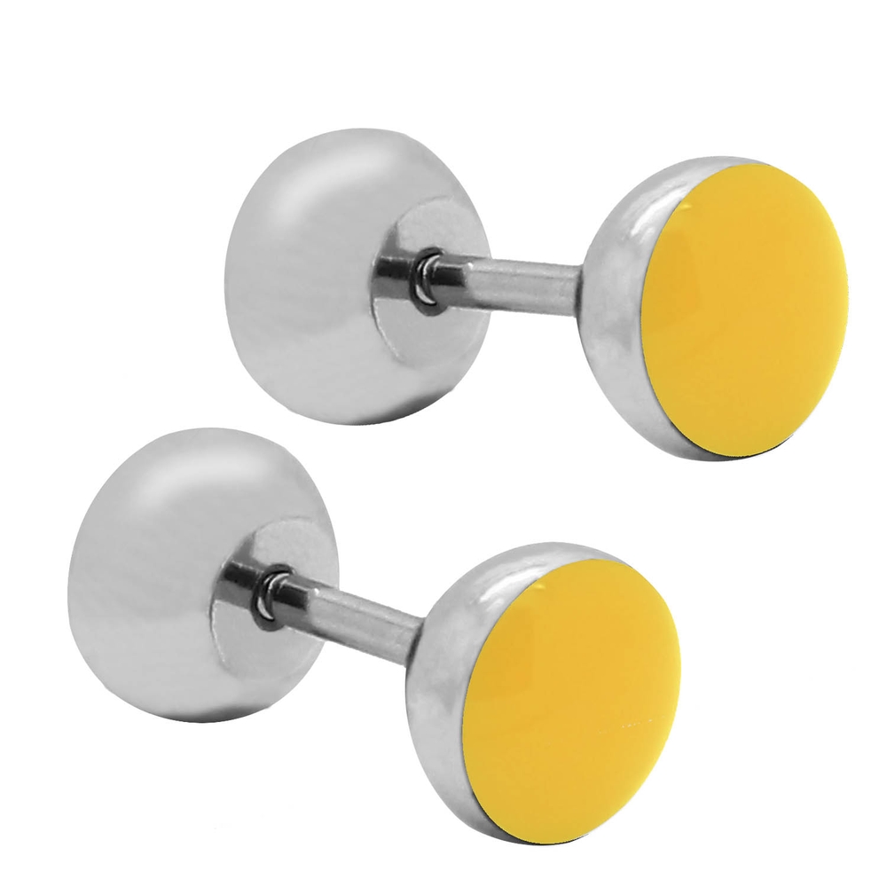 1 Paar Fakeplugs Ohrstecker Ø 7mm Ohrringe Fake Plug Tunnel Glitzer Piercing - Picture 15 of 19