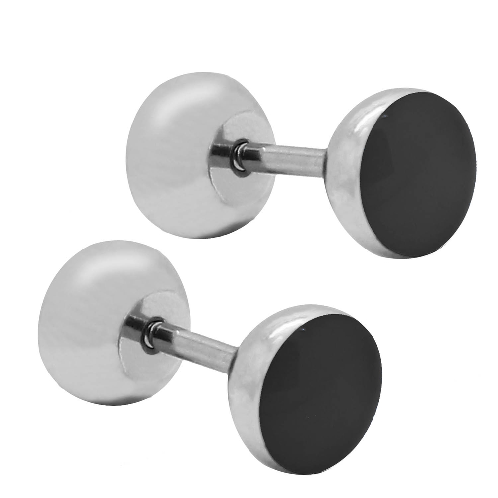 1 Paar Fakeplugs Ohrstecker Ø 7mm Ohrringe Fake Plug Tunnel Glitzer Piercing - Picture 10 of 19