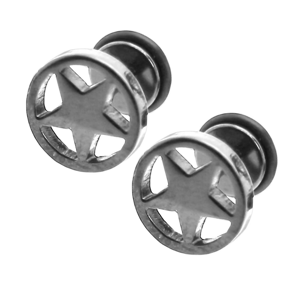 2 Edelstahl Fakeplugs Ohrstecker Fake Plug Spirale Stern 6 - 11mm Reißverschluss - Bild 12 von 15
