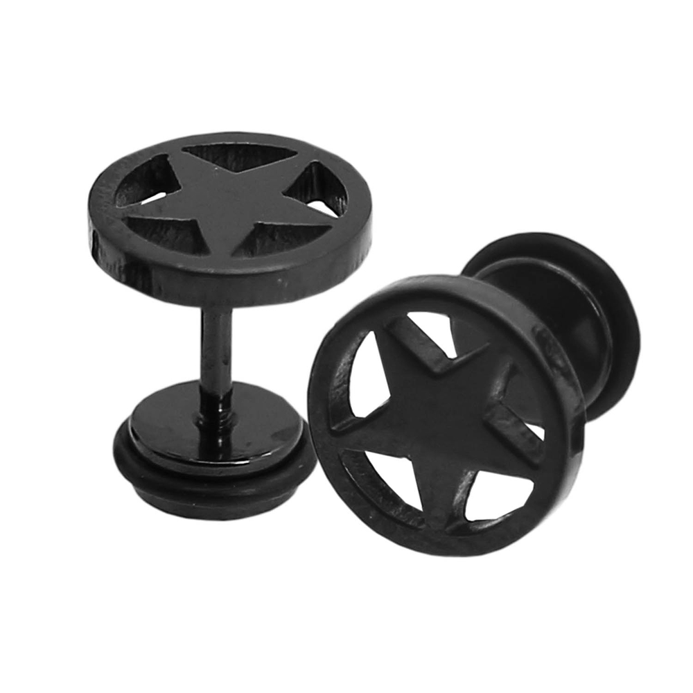 2 Edelstahl Fakeplugs Ohrstecker Fake Plug Spirale Stern 6 - 11mm Reißverschluss - Bild 13 von 15