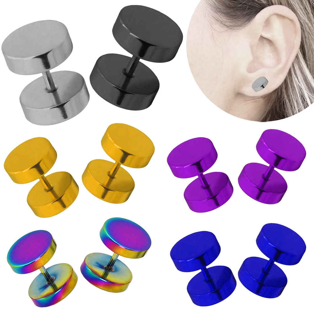 Set 2 Fakeplugs Fake Plug Tunnel Piercing Ohrstecker Ohrring Fake Motiv NEU