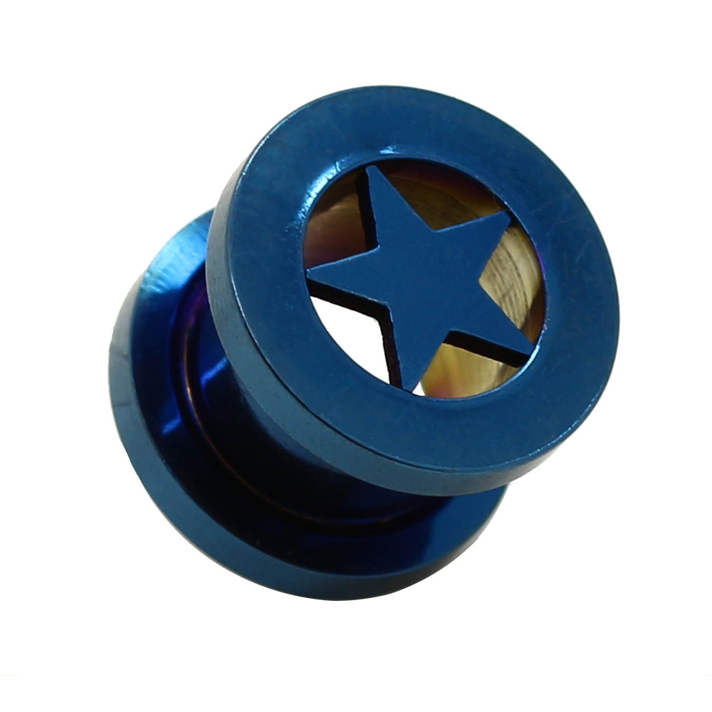 Set oder Einzeln Flesh Tunnel Plug Dehnstab Dehnungsset Blau Stern Piercing - Bild 2 von 4