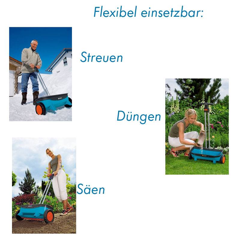 (4,99/Kg) Gardena Streuwagen Comfort 500 +Sonnenhof 10 Kg Set Rasen