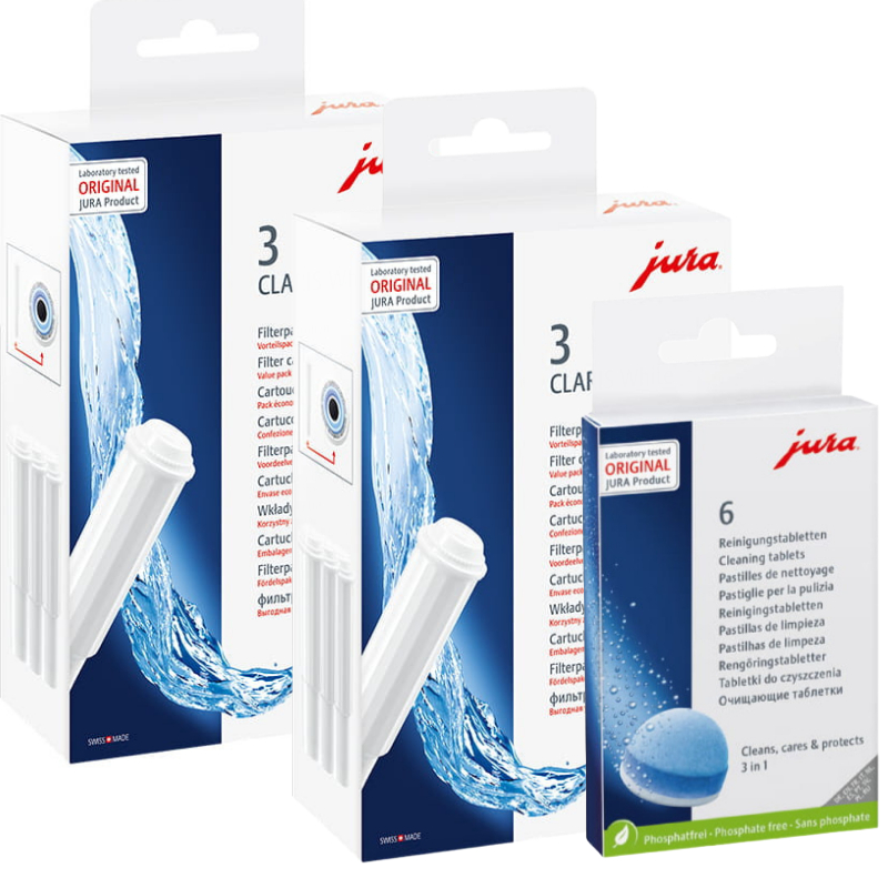 2x 3 Jura claris white Filterpatronen + 6 Reinigungstabletten
