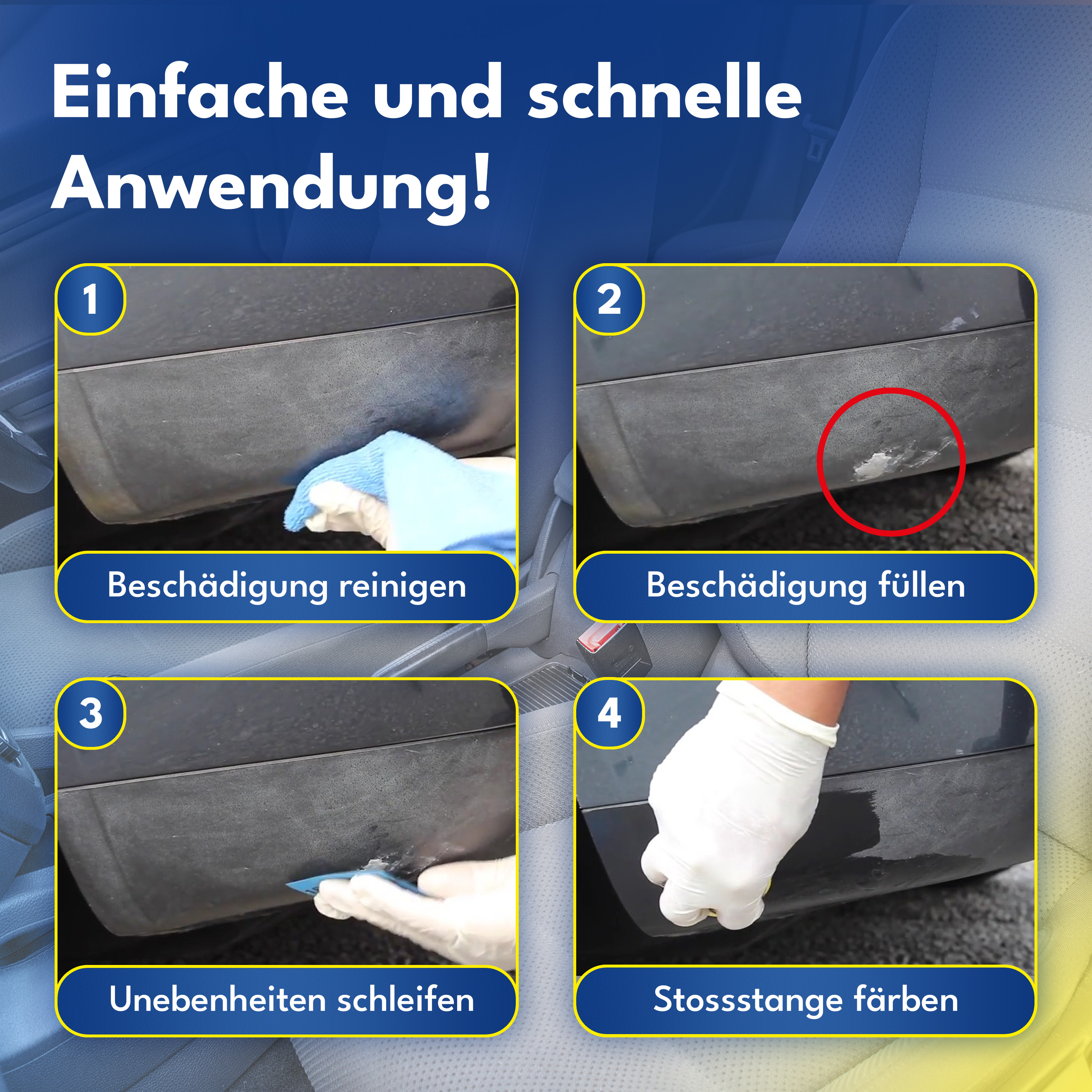 Stoßstangen Reparaturset Kleber Kunststoff Repair Kunststofffarbe Schwarz