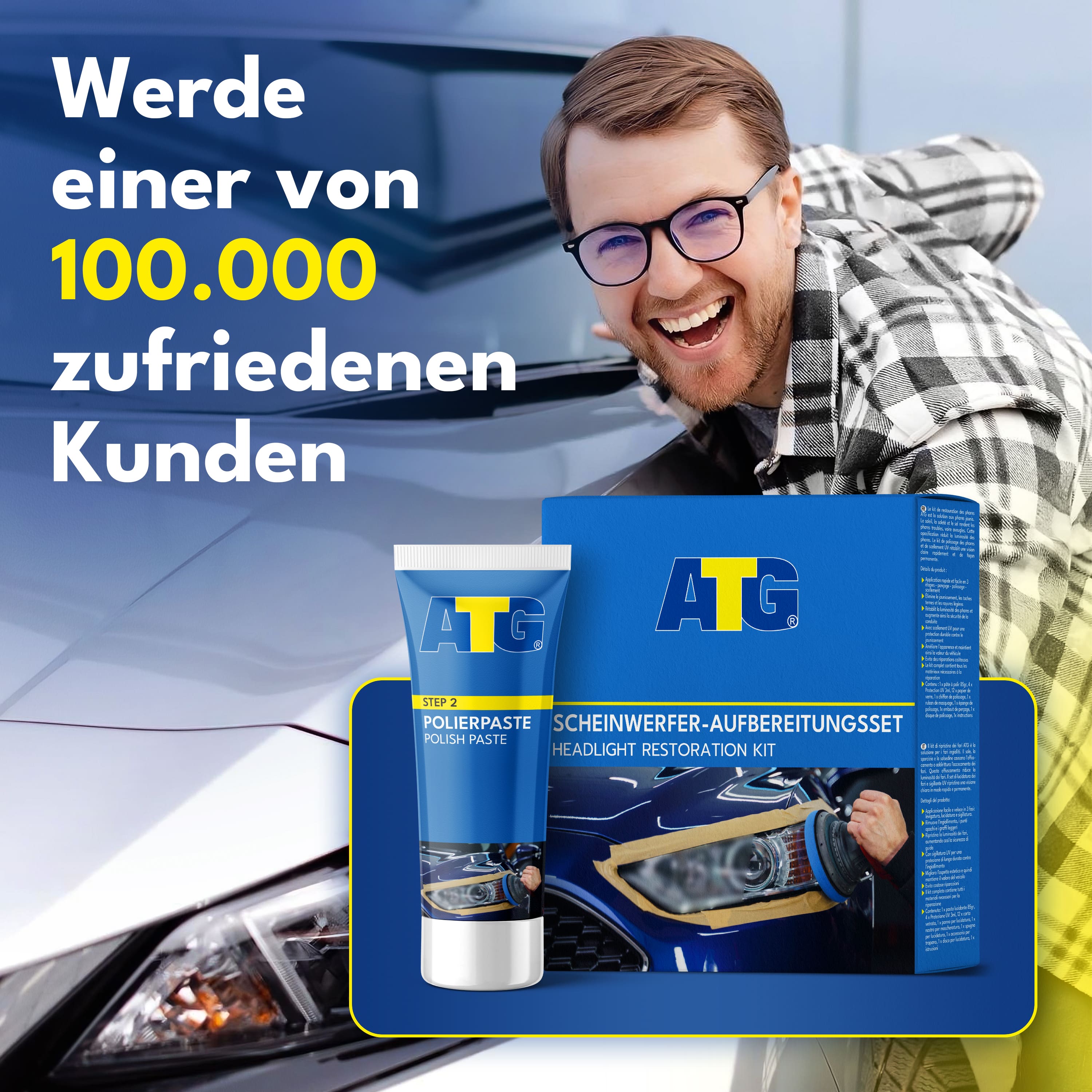 PAGEN Scheinwerfer-Aufbereitungs-Set 8-teilig - Macht Matte Scheinwerfer Wieder Klar