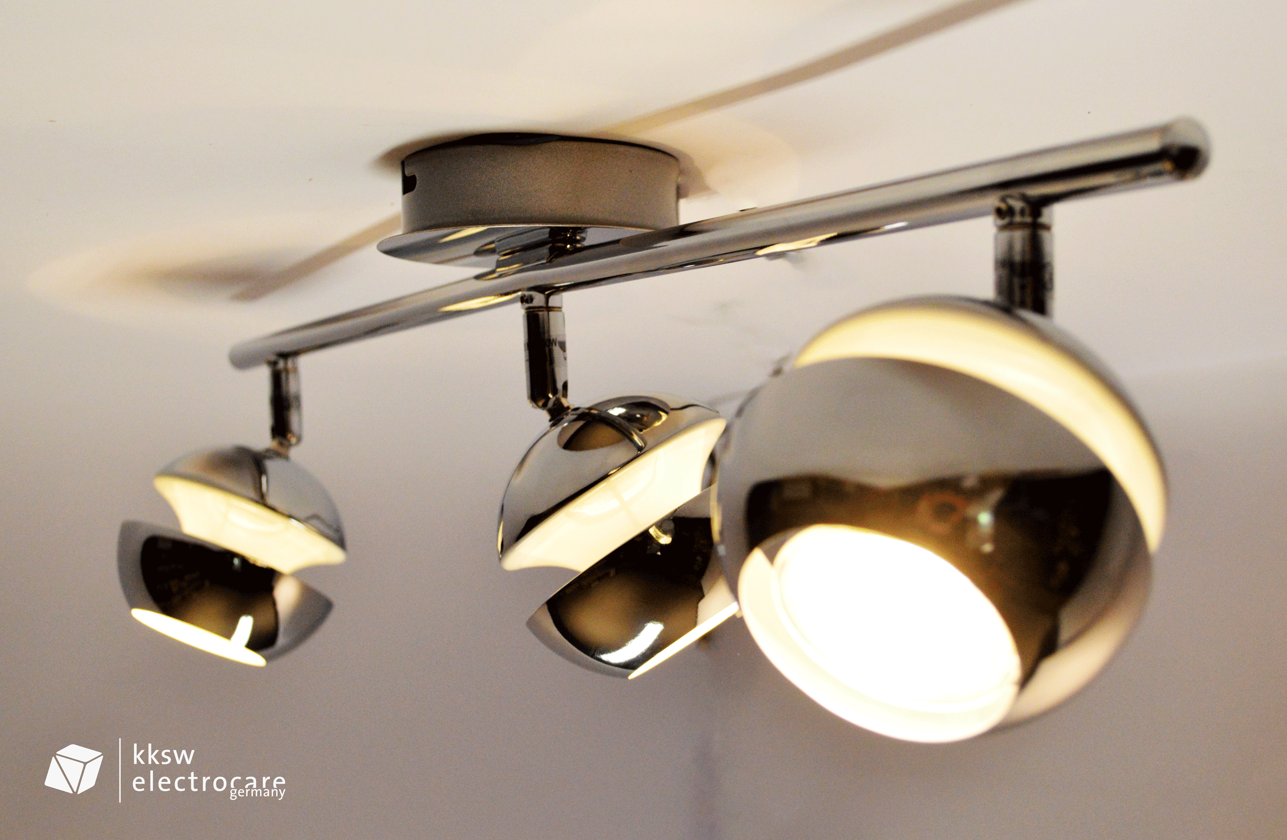 LED Spot Lampe Deckenleuchte, chrom/ weiß, modern, 3- flammig, Metall, Eglo  95479 Nocito | KKSW electrocare