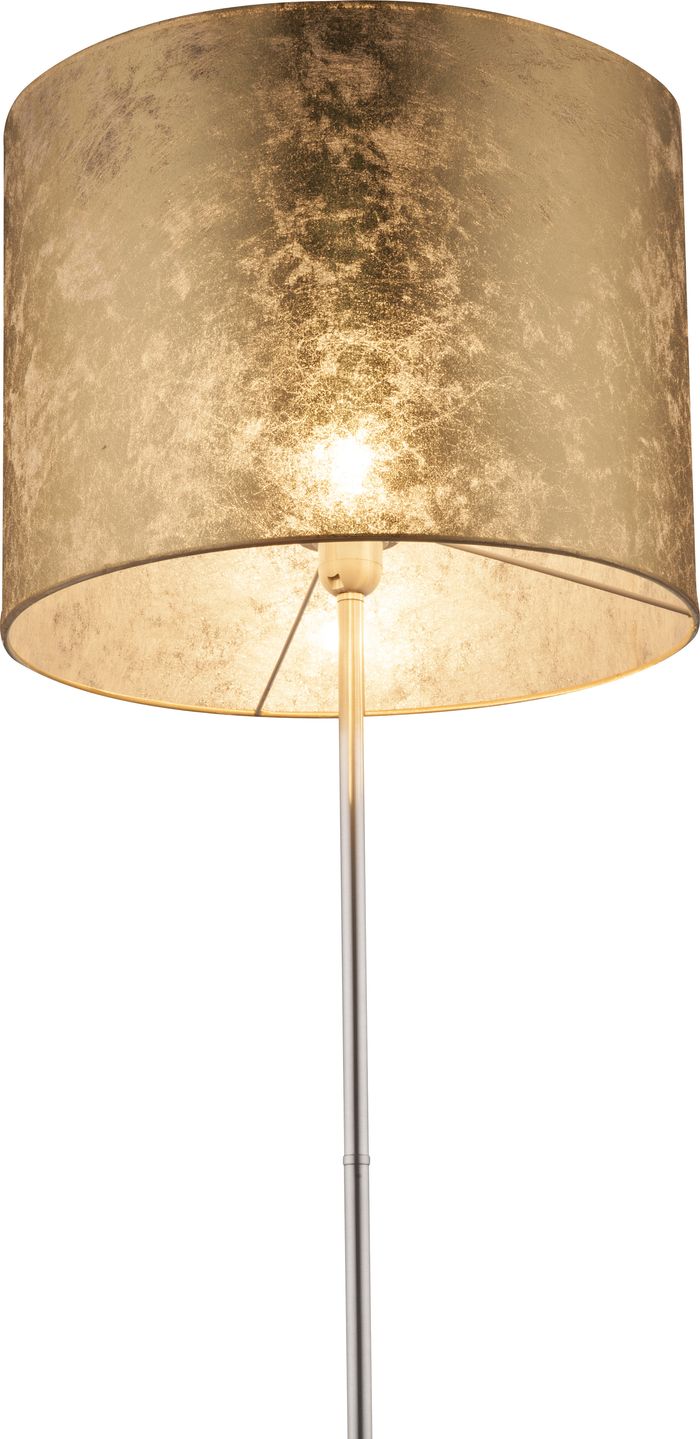 Stehlampe AMY I, nickel matt, Textil goldfarben, Globo 15187S | Traumlampen