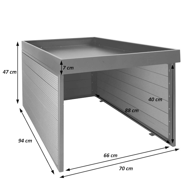 XL Mähroboter-Garage mit Pflanzkasten HWC-L45 Bemassungsbild