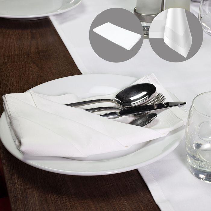 LTITEX - Tovaglia da tavola bianca bordo raso Atlas 130 x 220 cm